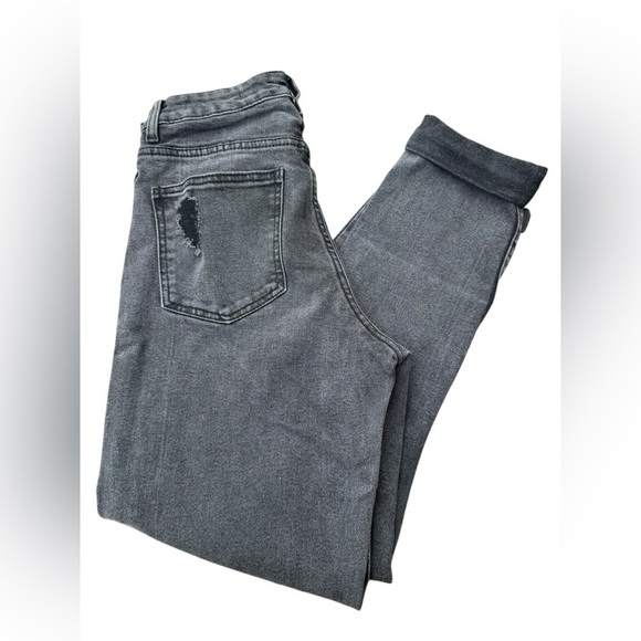 Cotton On Pants - Cotton on high 90’s charcoal wash distressed denim jeans size 4